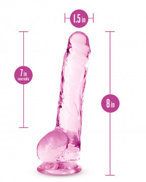 Naturally Yours - 8 Inch Crystalline Dildo - Rose