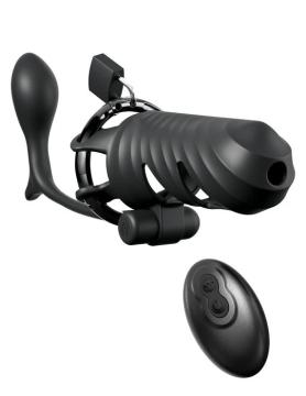 Fantasy C-Ringz Remote-Controlled Vibrating Cock Blocker With Ass-Gasm Plug - Black